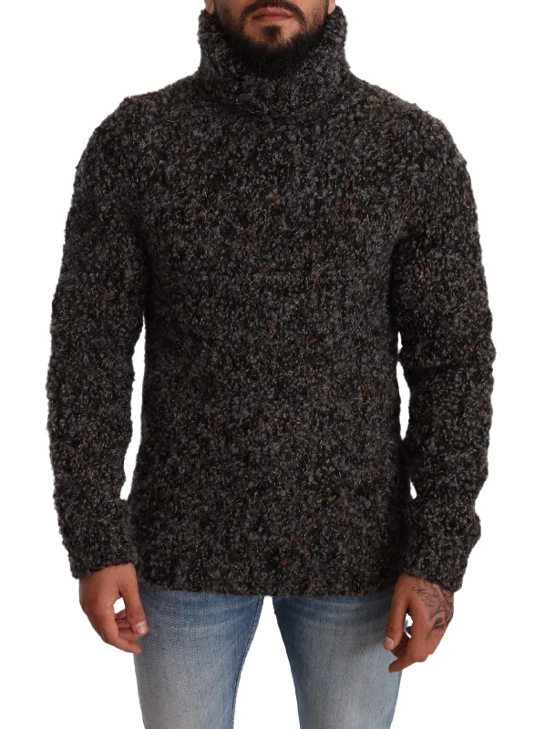 Men's Sweaters with Stand-Up CollarsDolce & Gabbana Elegant Speckled Turtleneck Wool-Blend Men's Sweater Men's Sweaters with Stand-Up CollarsDolce & Gabbana Elegant Speckled Turtleneck Wool-Blend Men's Sweater