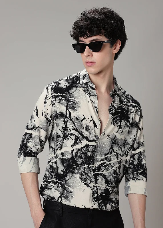 Men's Pocket T-Shirts for Added FunctionalityMonochromatic Pattern Feather Shirt