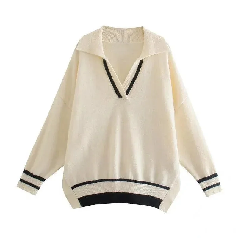 Casual Men's Pullover SweatersLoose Striped Pullover Sweaters For Women
