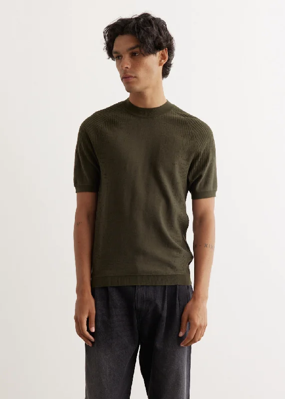 Men's Shirts with Hidden ButtonsESC Knit Wool Short Sleeve T-Shirt