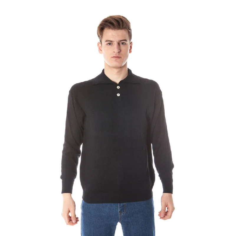 Men's Sweaters with Button-Up CollarsYuko Silk Men's Sweater