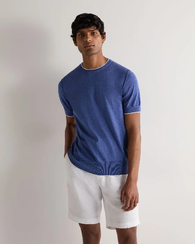 Men's Sleeveless TopsMen's Newquay Cotton Cashmere T-Shirt Denim Blue