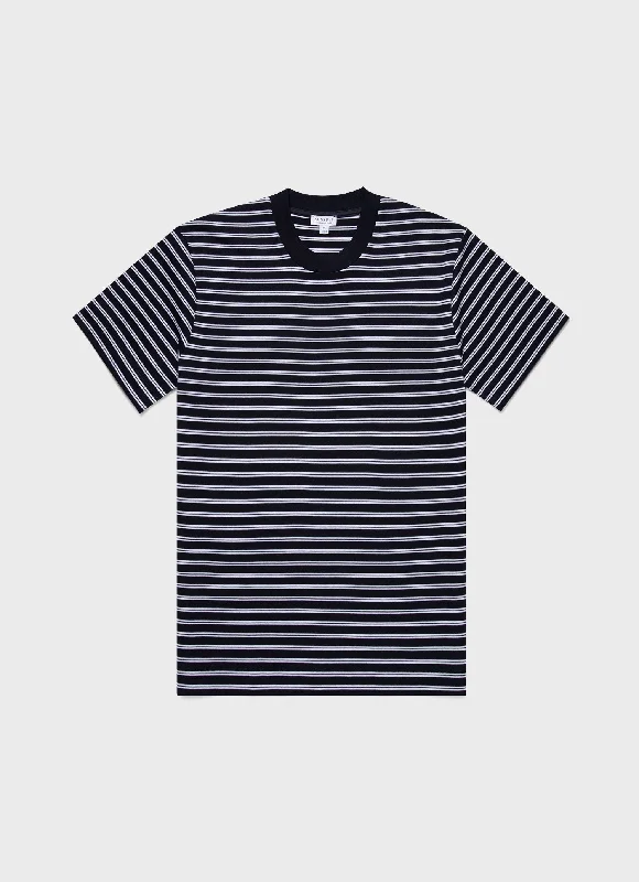 Men's Shirts with Belt LoopsMen's Relaxed Fit Heavyweight T-shirt in Navy/White