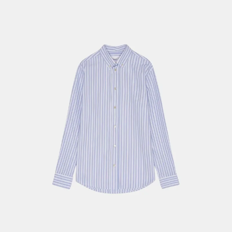 Men's Long-Sleeve Shirts for Year-Round WearColby 5973 Cotton Shirt (Blue Stripe)