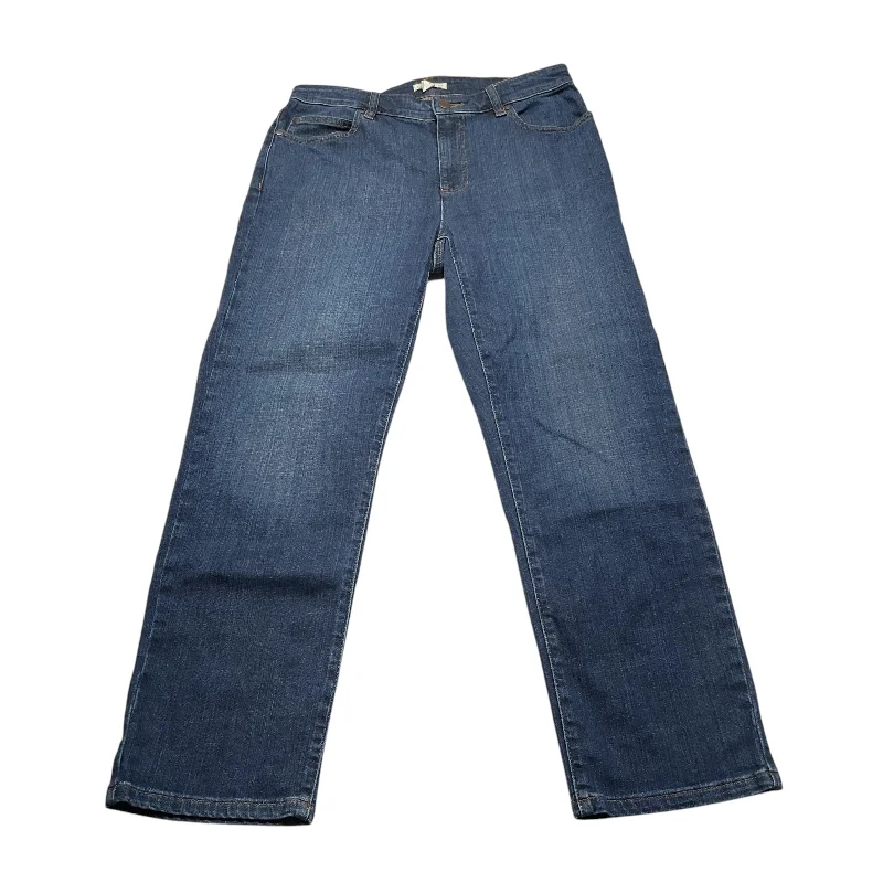 Leather Patch Men's JeansJeans Straight By Eileen Fisher In Blue Denim, Size: 6
