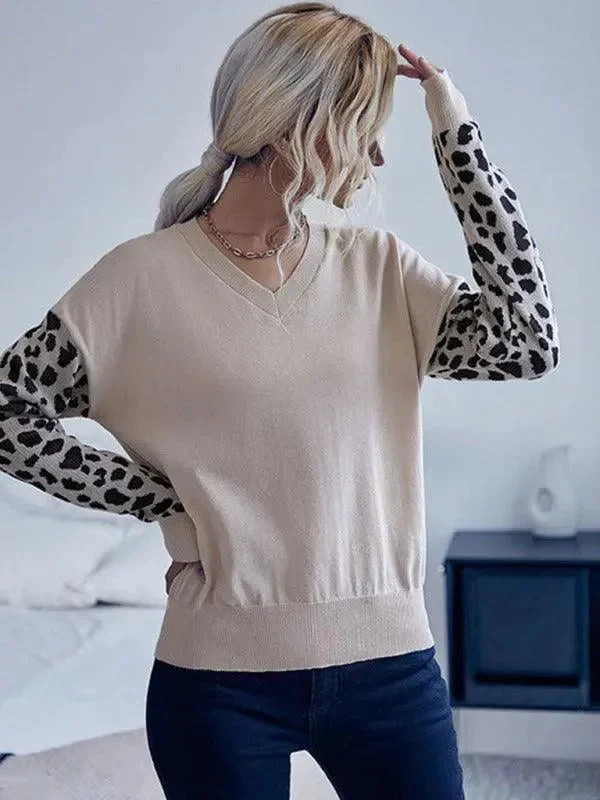 Men's Sweaters with Patch PocketsV-Neck Knitted Sweater Top Women With Wild Print Sleeves Men's Sweaters with Patch PocketsV-Neck Knitted Sweater Top Women With Wild Print Sleeves