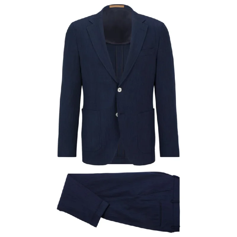 Slim-fit suit in a patterned stretch-wool blend