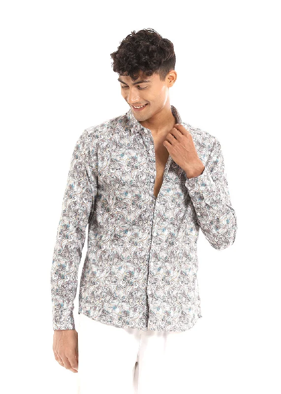 Breathable Men's Linen ShirtsModern Paisley Printed Shirt