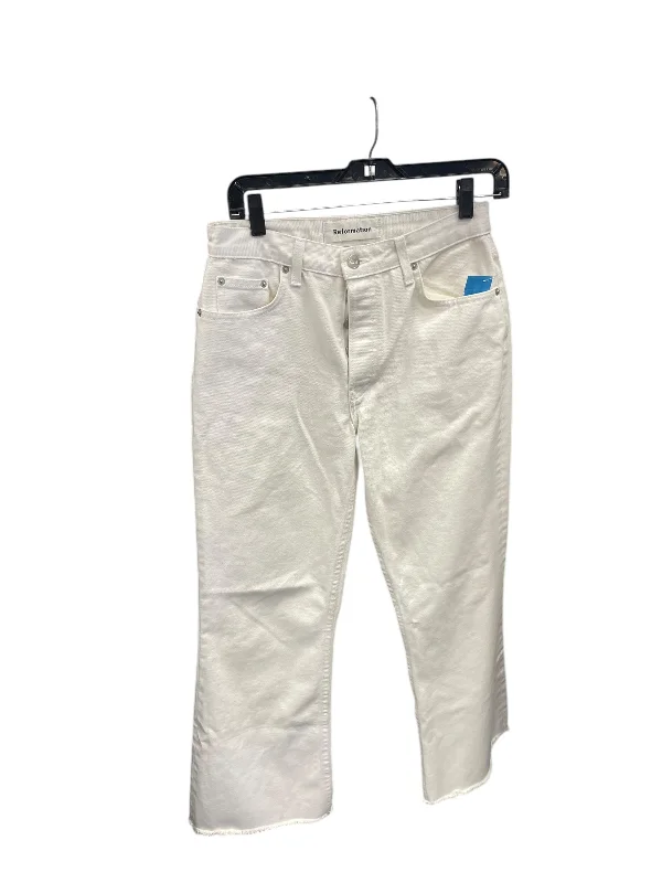 Designer Skinny Men's JeansJeans Flared By Reformation In White Denim, Size: 8