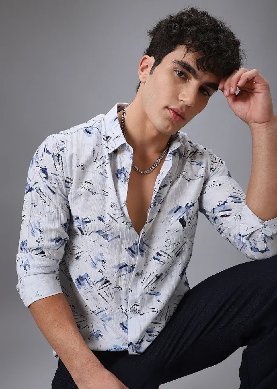 Men's Wrinkle-Free Shirts for Easy CareBlue Linear Crushed Printed Shirt