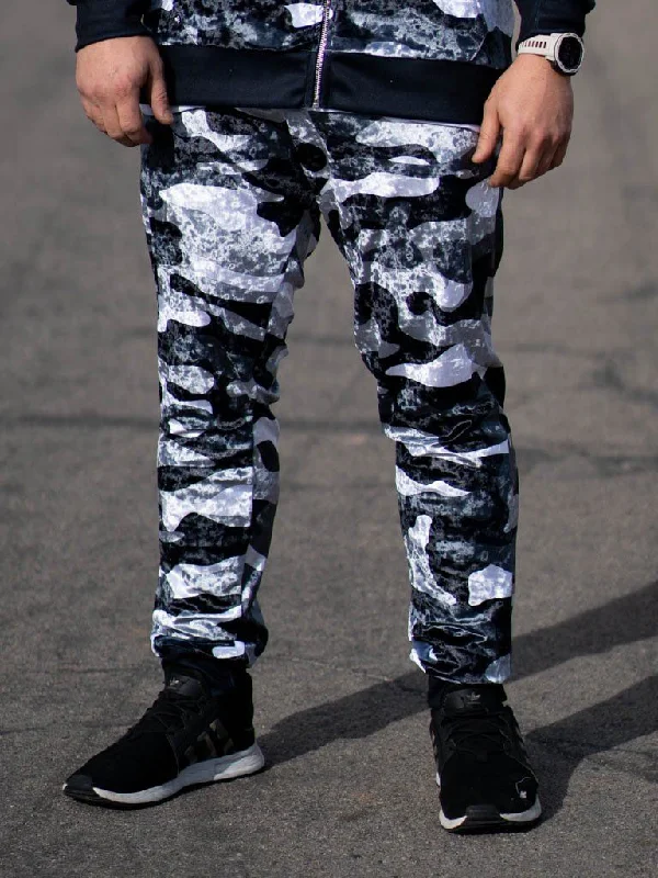 Men's Pants with Side PocketsSnow Camo Crushed Velvet Unisex Joggers