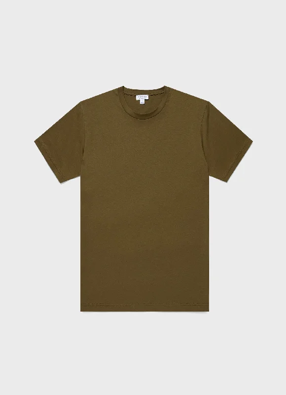Men's Shirts with Contrast CollarsMen's Riviera Midweight T-shirt in Olive Green