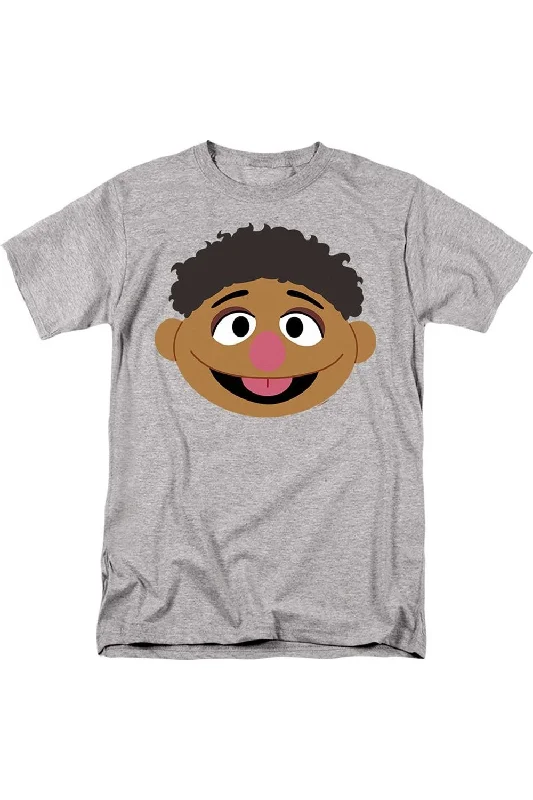 Men's Shirts with Pleated HemlinesSesame Street Tamir Face Short Sleeve Adult Tee / T-Shirt Men's Shirts with Pleated HemlinesSesame Street Tamir Face Short Sleeve Adult Tee / T-Shirt