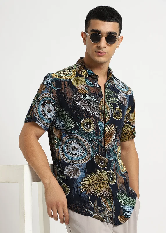 Men's Cowboy Shirts for Western StyleAreca Teal Feather shirt