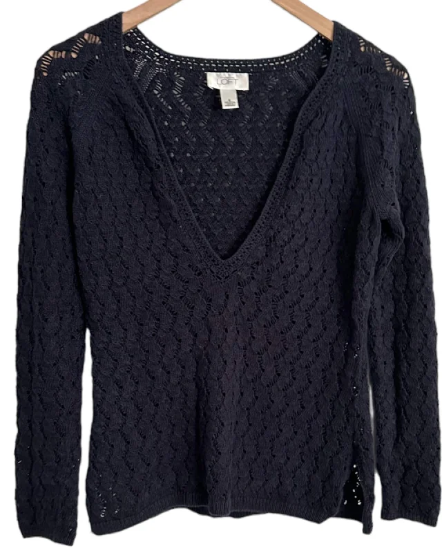 Men's Sweaters with PocketsDark Autumn Midnight Open-Knit Sweater
