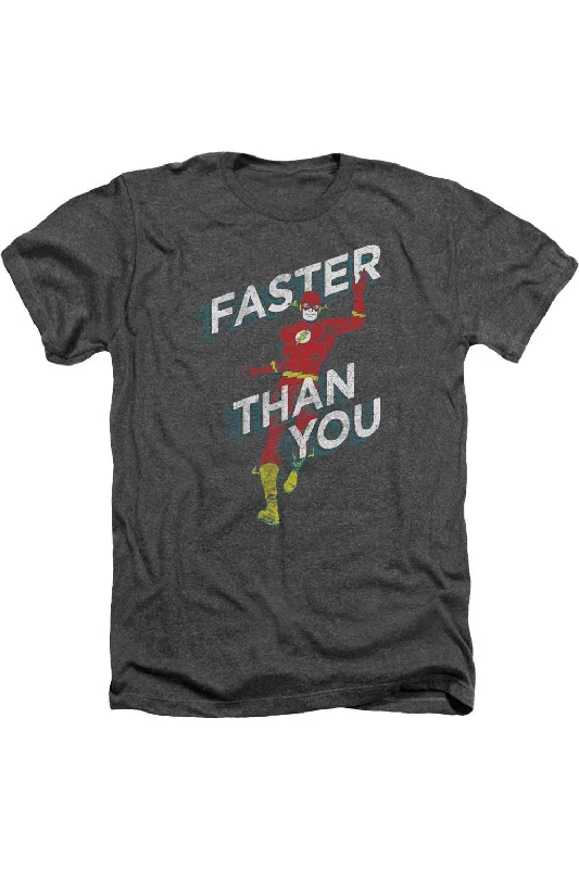 Men's Shirts with Embellished HemlinesDC Comics Flash Faster Than You Adult Heather Tee / T-Shirt Men's Shirts with Embellished HemlinesDC Comics Flash Faster Than You Adult Heather Tee / T-Shirt
