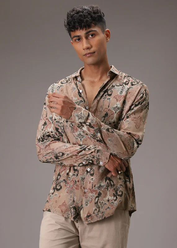 Comfortable Men's Flannel ShirtsLattice Tan Feather Shirt