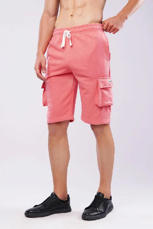 Men's Button-Fly Pants for a Traditional TouchTerry Cargo Shorts - Coral Pink