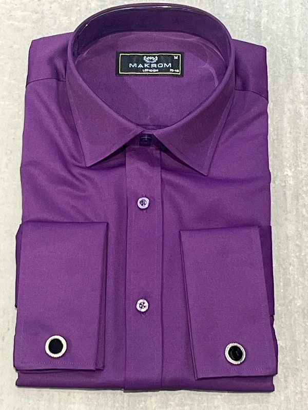 Men's Floral Print Shirts for Spring and SummerMAKROM PLAIN DOUBLE CUFF SHIRT PURPLE Men's Floral Print Shirts for Spring and SummerMAKROM PLAIN DOUBLE CUFF SHIRT PURPLE