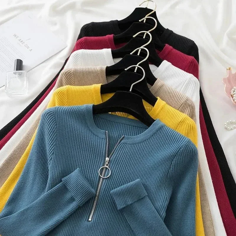 Men's Sweaters in Pastel ShadesZipper Mock Neck Sweater