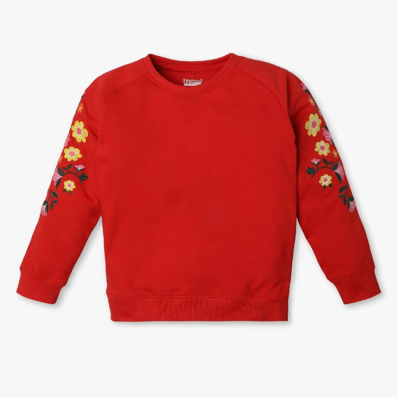 Men's Shirts with Asymmetrical HemlinesGirls Regular Fit Embroidered Sweat Tee