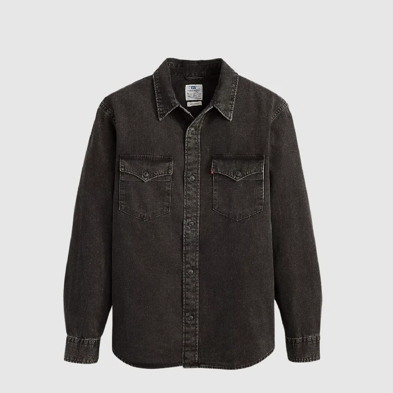 Men's Big and Tall Shirts for Added ComfortRelaxed Fit Western Shirt (Cava Washed Black - Grey) Men's Big and Tall Shirts for Added ComfortRelaxed Fit Western Shirt (Cava Washed Black - Grey)