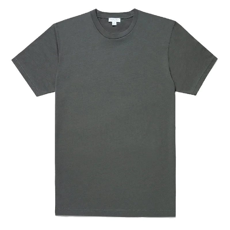 Men's Shirts with Appliqué DetailsSunspel Riviera Midweight T-Shirt Drill Green
