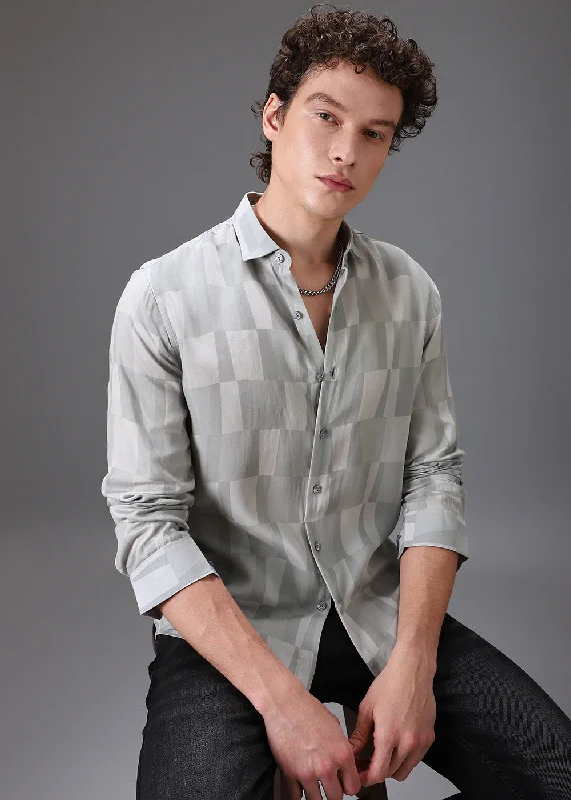 Men's Performance Fabric Shirts for All-Day ComfortMonochrome Grey Printed Shirt