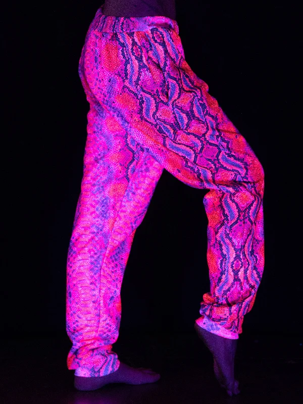Men's Drawstring Pants for AdjustabilityNeon Festival Snakeskin Unisex Joggers