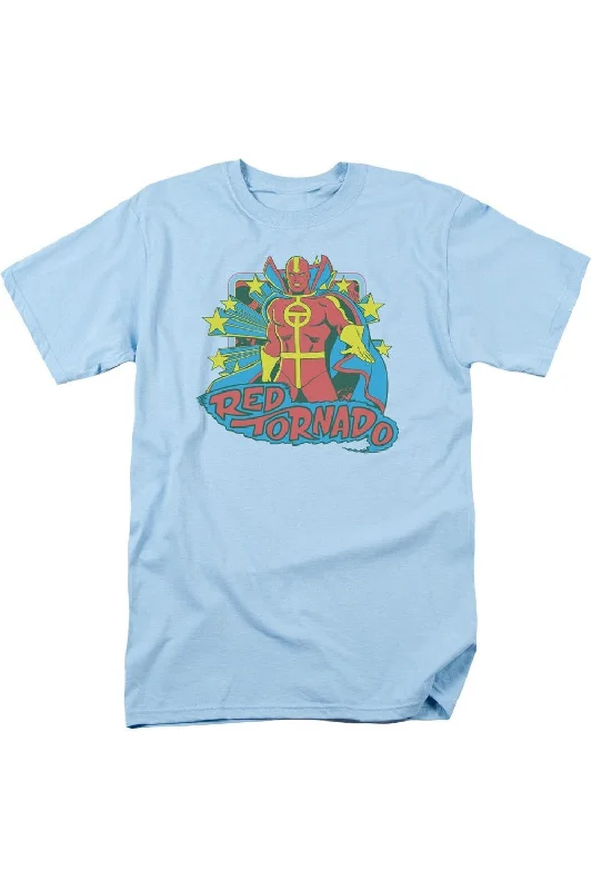 Men's Shirts with Tab CollarsDC Comics Red Tornado Stars Short Sleeve Adult Tee / T-Shirt Men's Shirts with Tab CollarsDC Comics Red Tornado Stars Short Sleeve Adult Tee / T-Shirt