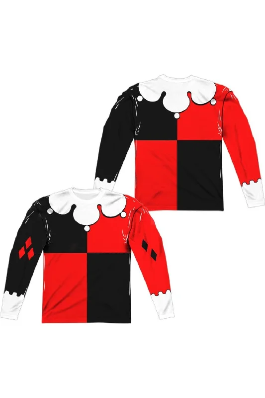 Men's Shirts with Spread CollarsBatman Quinn Costume (Front/Back Print) Long Sleeve Adult Poly Crew Tee / T-Shirt Men's Shirts with Spread CollarsBatman Quinn Costume (Front/Back Print) Long Sleeve Adult Poly Crew Tee / T-Shirt