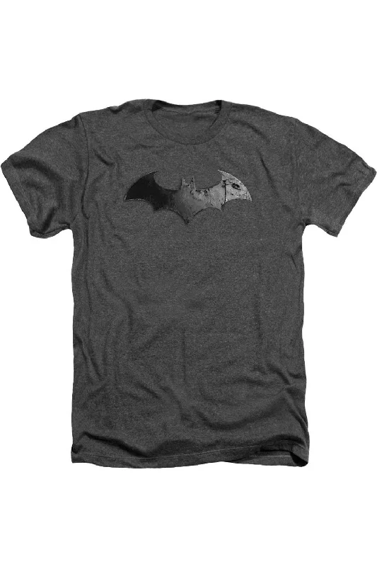 Men's Shirts with Geometric PatternsBatman Arkham City Bat Logo Adult Heather Tee / T-Shirt Men's Shirts with Geometric PatternsBatman Arkham City Bat Logo Adult Heather Tee / T-Shirt