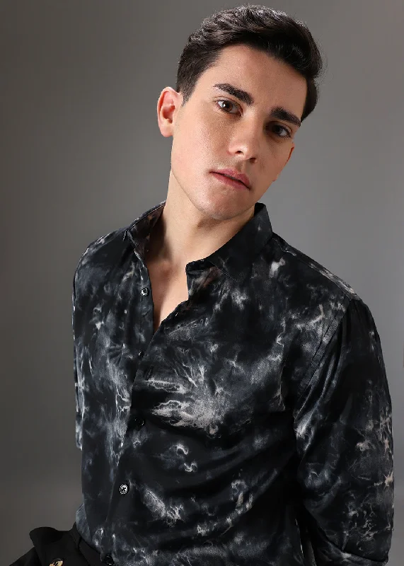 Men's Essential Dress Shirts for Everyday WearBlack Wash Abstract Printed Shirt