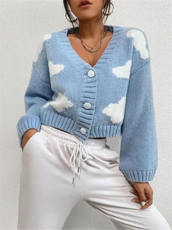 Men's Sweaters with Dropped ShouldersCloud Crop Women Cardigan Sweater
