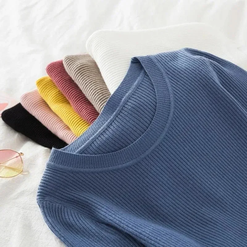 Men's Sweaters with Flat-Front DesignsCrew Neck Women Sweater Top