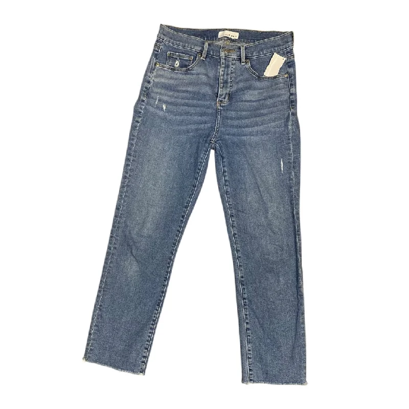 Leather Patch Embellished Men's JeansJeans Straight By Loft In Blue Denim, Size: 4