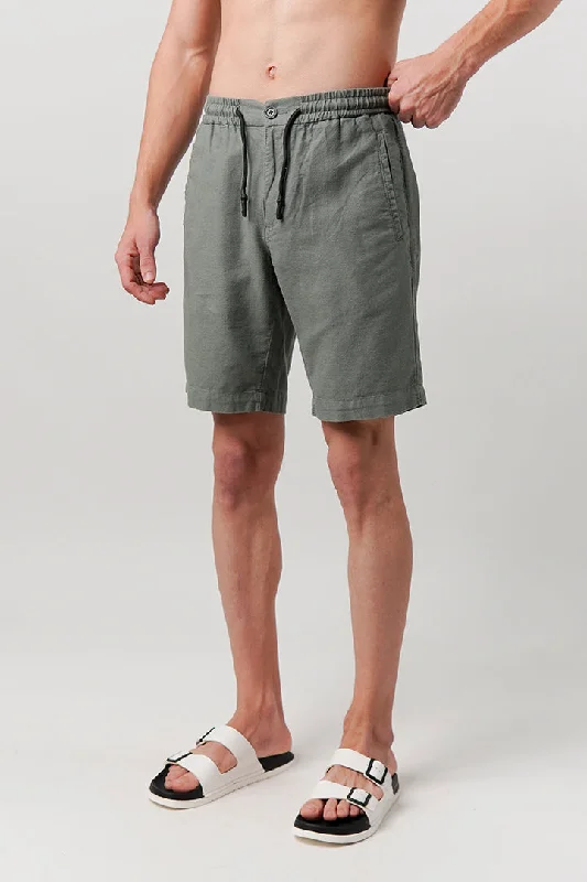 Men's Running Pants for ExerciseLinen Blend Shorts - Sage Green