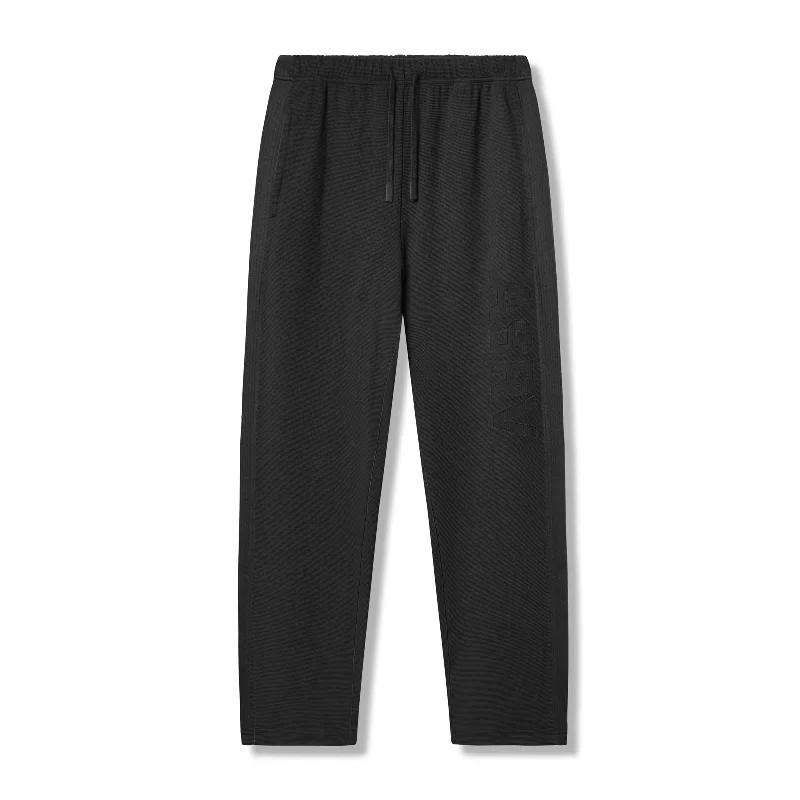 Men's Pants with Shallow Pockets0957. Waffle Knit Relaxed Sweatpant - Black/Black