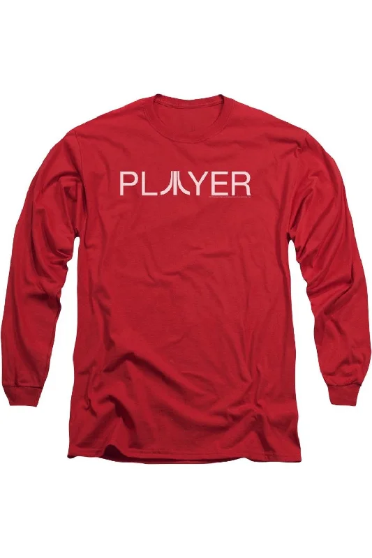 Men's Shirts with Asymmetrical HemlinesAtari Player Long Sleeve Adult Tee / T-Shirt