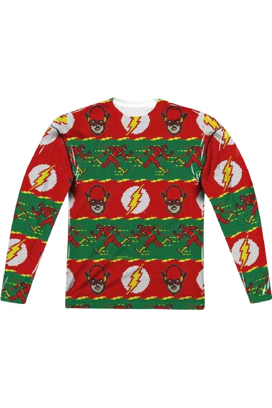 Men's Shirts with Spread CollarsDC Comics Flash Ugly Flash (Front/Back Print) Long Sleeve Adult Poly Crew Tee / T-Shirt Men's Shirts with Spread CollarsDC Comics Flash Ugly Flash (Front/Back Print) Long Sleeve Adult Poly Crew Tee / T-Shirt
