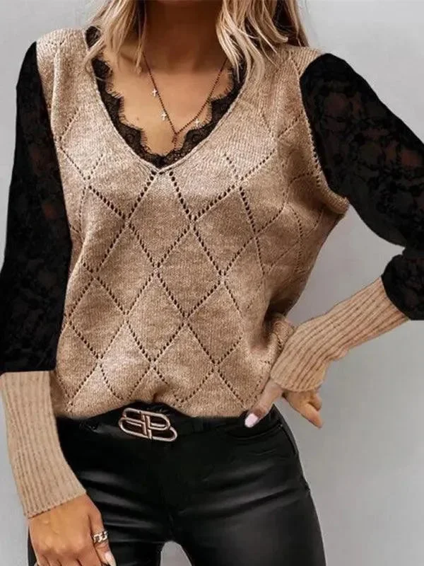 Men's Sweaters with A-Line ShapesArgyle Pattern Pullover Knitwear Sweater Women