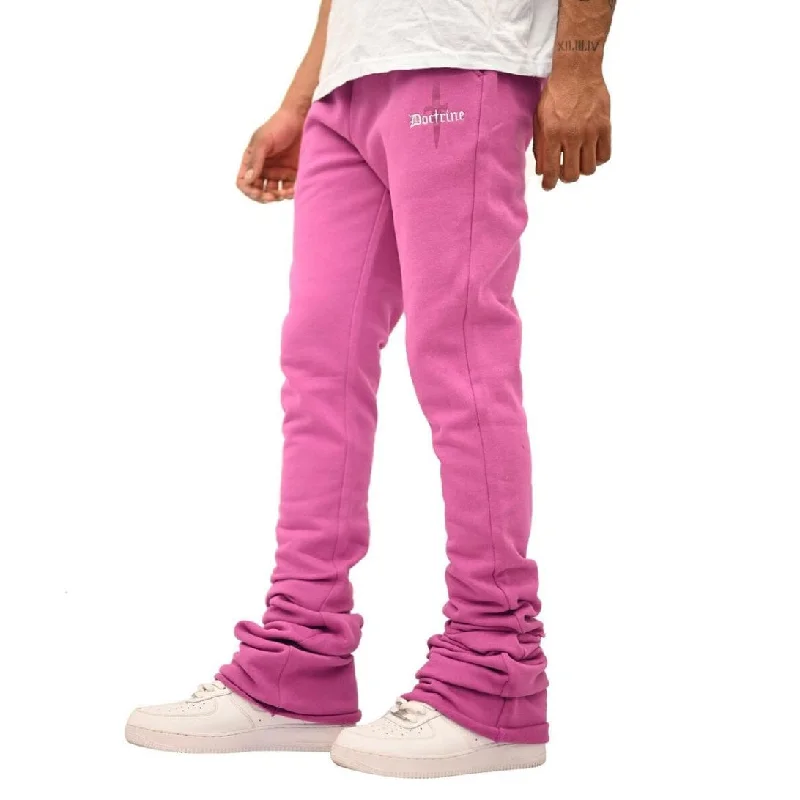 Men's Pants with Functional PocketsDoctrine Denim Dagger Super Stacked Flared Joggers (Purple) DB0024