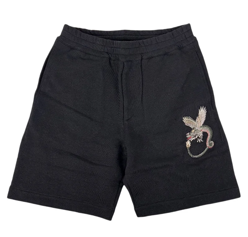 Men's Drawstring Pants for AdjustabilityAlexander McQueen Men's Cotton Short w/ Dragon Patch Men's Drawstring Pants for AdjustabilityAlexander McQueen Men's Cotton Short w/ Dragon Patch