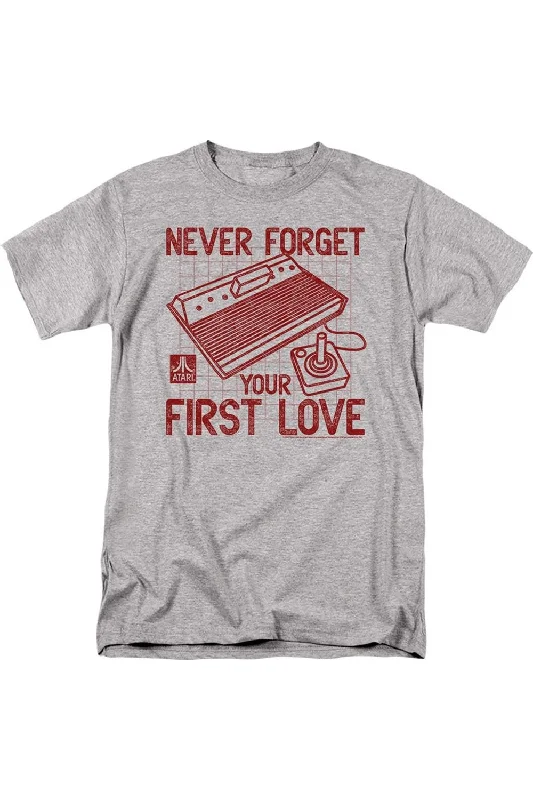 Men's Shirts with Embellished HemlinesAtari First Love Short Sleeve Adult Tee / T-Shirt Men's Shirts with Embellished HemlinesAtari First Love Short Sleeve Adult Tee / T-Shirt