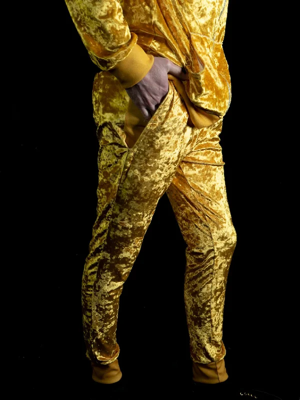Men's Pants with Hidden PocketsGold Unisex Crushed Velvet Joggers
