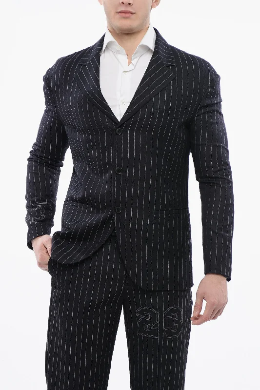 Off-White Pinstriped 23 Blazer With Flap Pockets