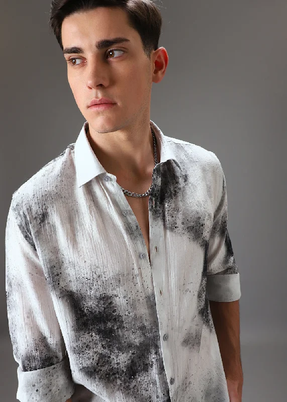 Men's Cowboy Shirts for Western StyleBlack Crushed Printed Shirt