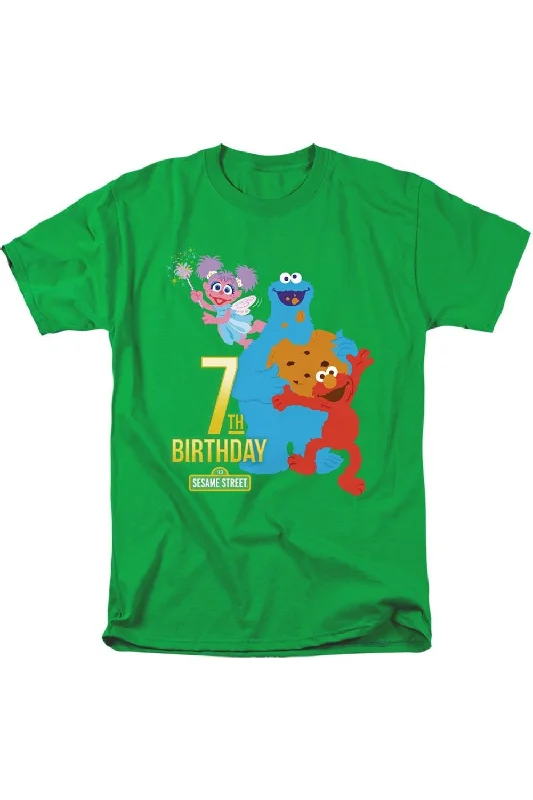 Men's Shirts for Beach OutingsSesame Street 7th Birthday Short Sleeve Adult Tee / T-Shirt Men's Shirts for Beach OutingsSesame Street 7th Birthday Short Sleeve Adult Tee / T-Shirt