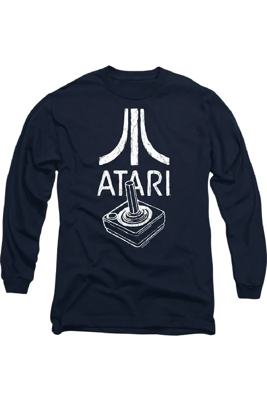 Men's Shirts with Full PlacketsAtari Joystick Logo Long Sleeve Adult Tee / T-Shirt