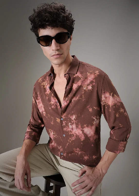 Men's Organic Cotton Shirts for Eco-ConsciousnessBrown Dye Printed Shirt